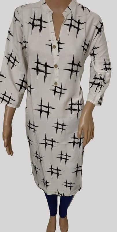 Women Printed, Geometric Print, Leheriya, Colorblock Crepe A-line Kurta  (Black)