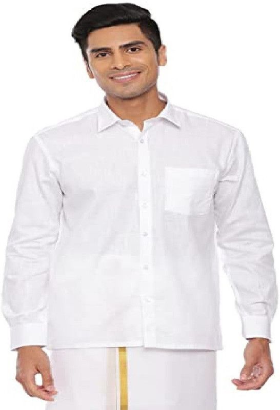Men Regular, Tailored Fit Solid Festive Shirt
