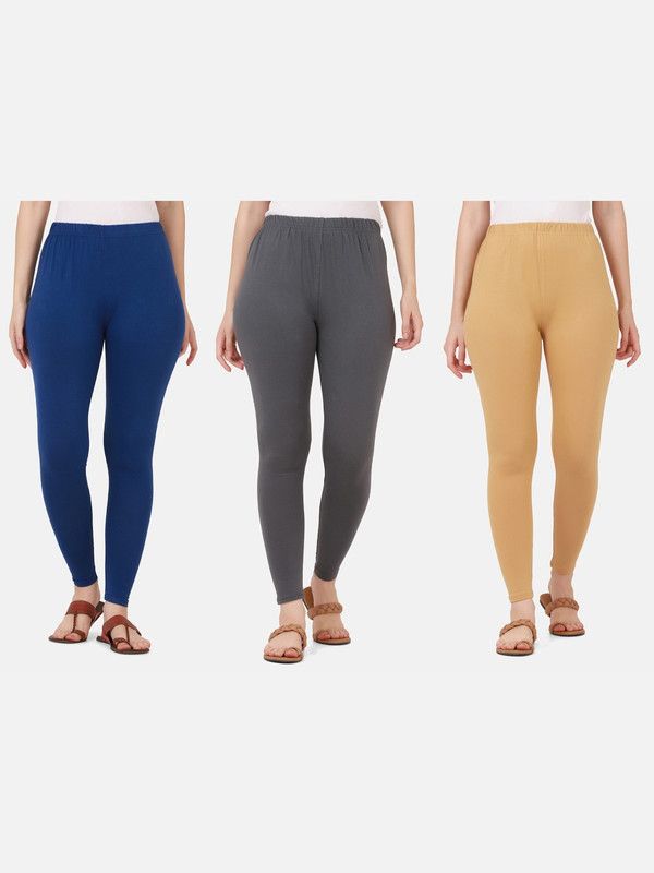 Ankle Length Ethnic Wear Legging  (Blue, Grey, Beige, Solid)