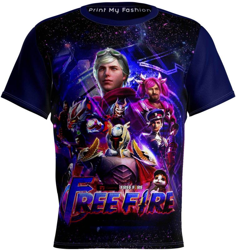Boys Graphic Print Polyester T Shirt  (Dark Blue, Pack of 1)