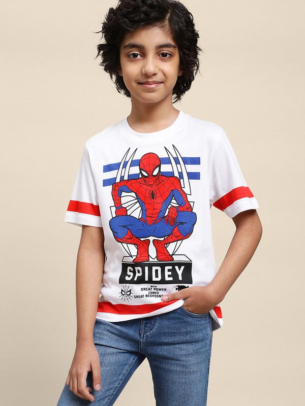 Boys Typography, Graphic Print Pure Cotton T Shirt  (White, Pack of 1)