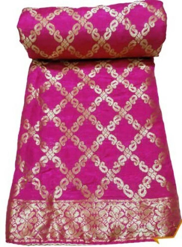 Woven Bandhani Jacquard Saree  (Pink, Gold)