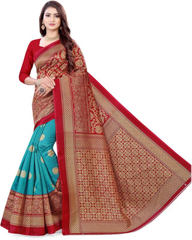 Striped Bollywood Art Silk Saree  (Gold, Maroon)