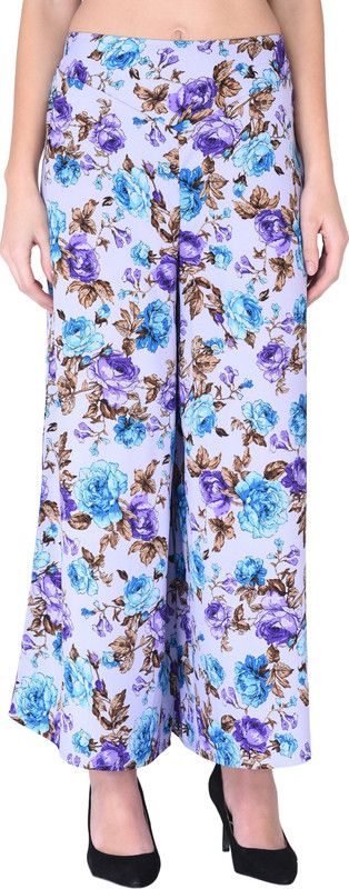 Women Flared Multicolor Polycotton Trousers