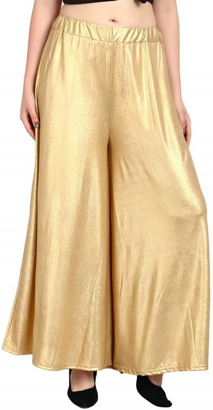 Women Relaxed Gold Polycotton Trousers
