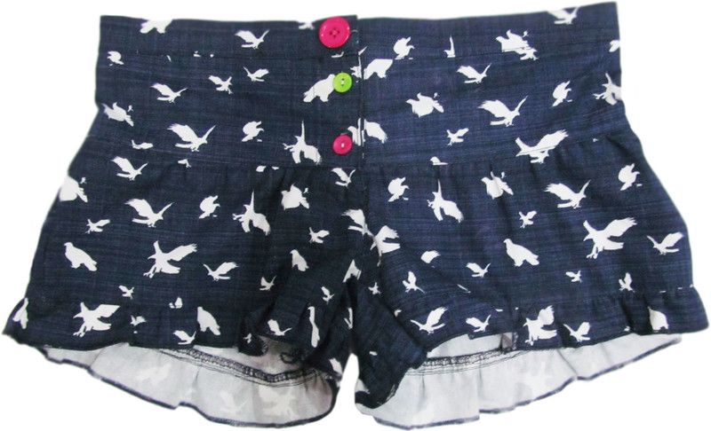 Short For Girls Casual Printed Denim  (Blue, Pack of 3)
