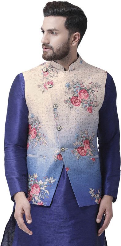 Roman Floral Ombre Men Floral Print Nehru Jacket