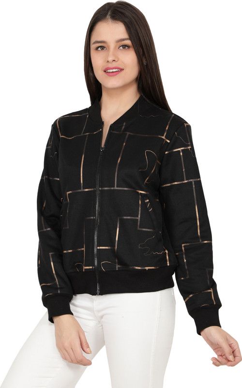 BOMBER JACKET Women Geometric Print Bomber Jacket