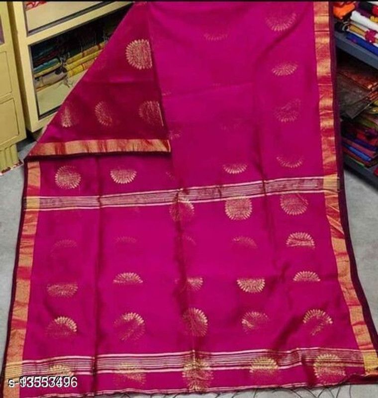 Handloom Cotton Silk Saree  (Maroon)