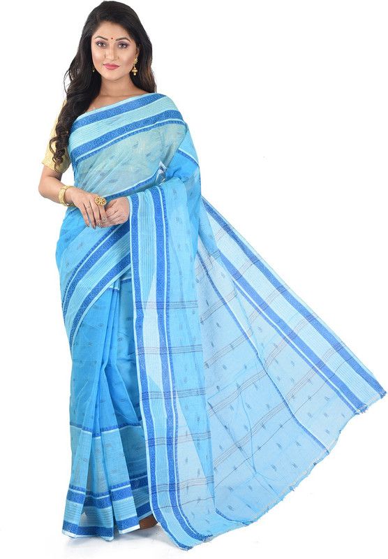 Color Block Tant Art Silk Saree  (Light Blue)