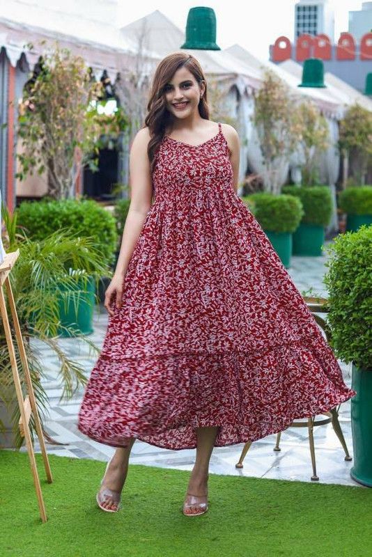 Women A-line Maroon Dress