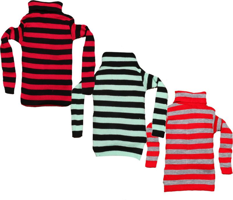 Girls Casual Pure Wool Sweater Top  (Multicolor, Pack of 3)