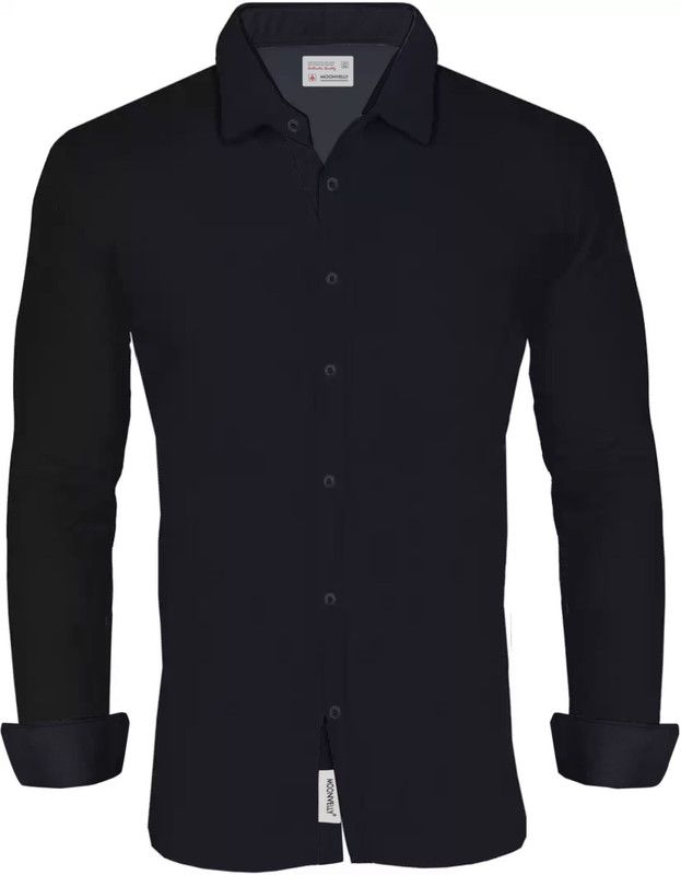 Men Solid Casual Black Shirt