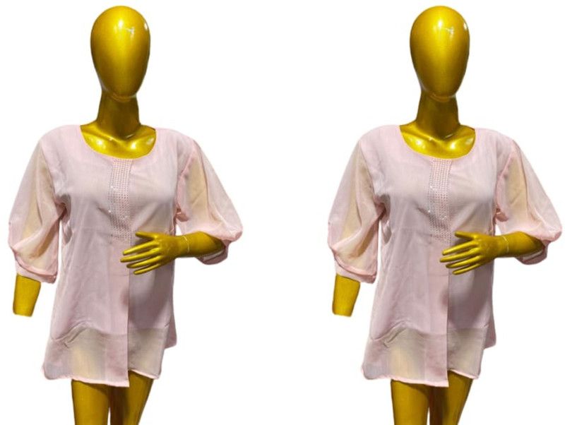 Pack of 2 Casual Regular Sleeves Solid Women Blue Top