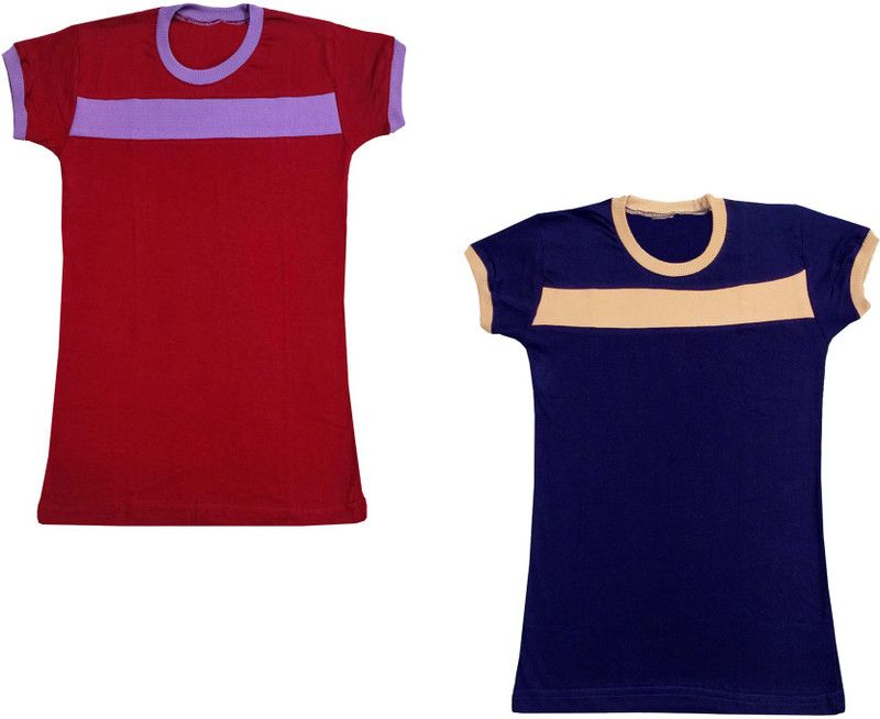 Boys & Girls Colorblock Pure Cotton T Shirt  (Multicolor, Pack of 2)