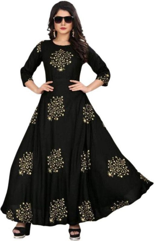 Flared/A-line Gown  (Black)