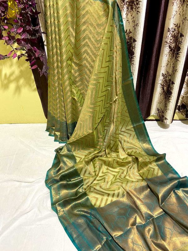 Banarasi Tissue Saree  (Light Green)