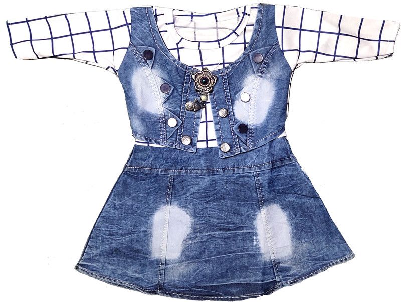 Baby Girls Midi/Knee Length Casual Dress  (Dark Blue, Full Sleeve)