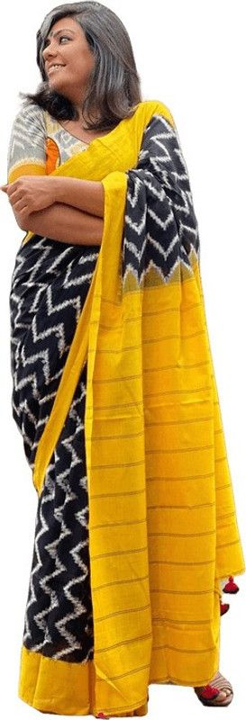 Blocked Printed Bollywood Cotton Blend Saree  (Blue)