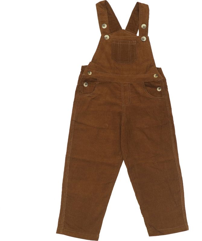 Dungaree For Baby Boys Casual Solid Corduroy  (Brown, Pack of 1)