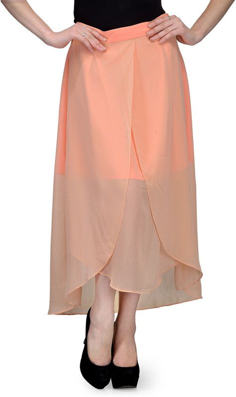 Women Solid Tulip Orange Skirt