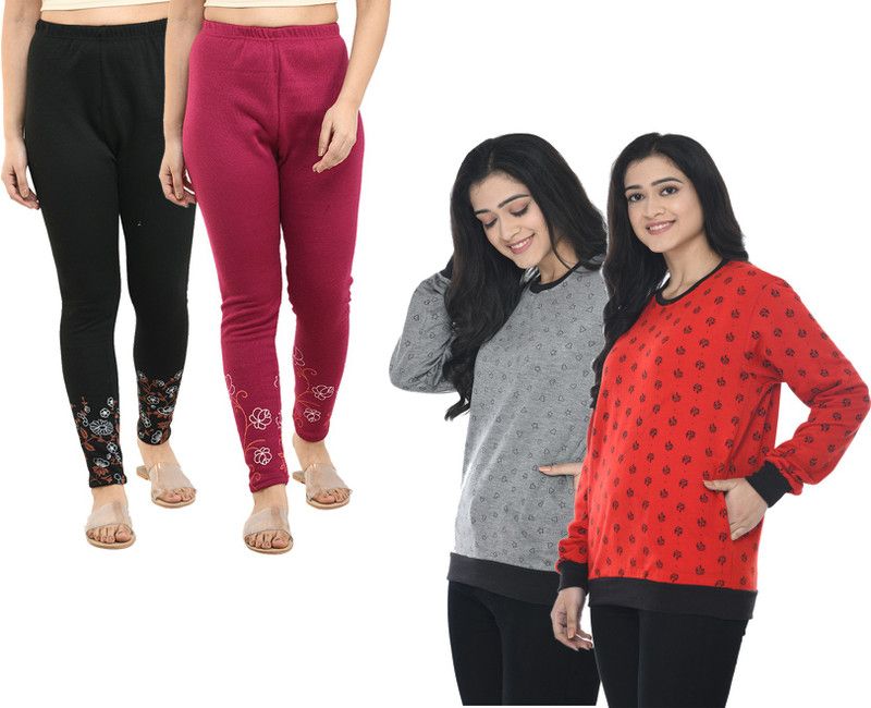 Women Full Sleeve Printed, Solid, Floral Print Sweatshirt