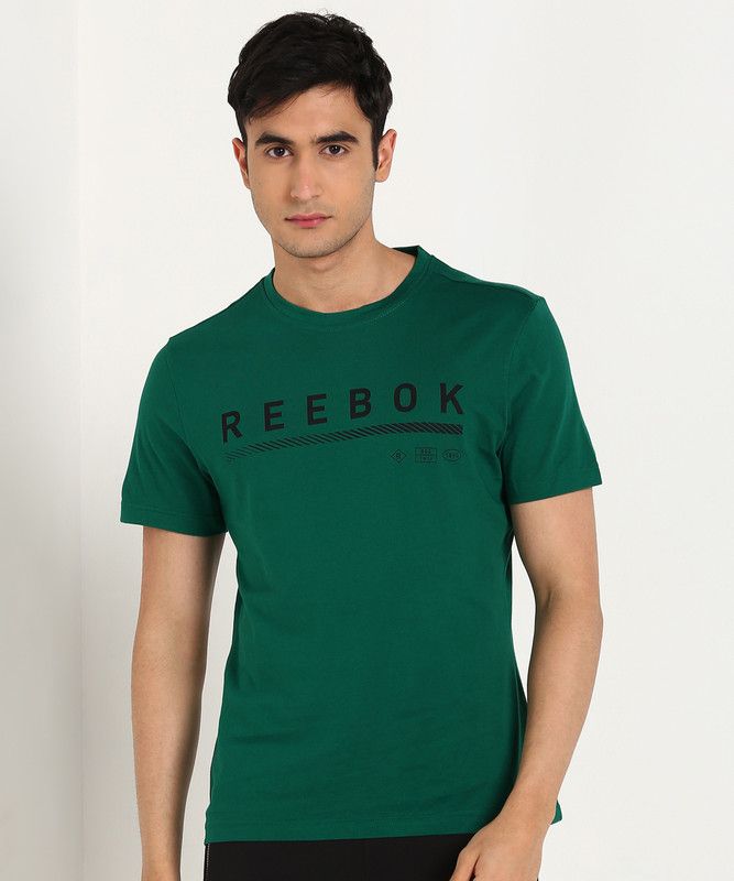 GS Reebok Icons Tee Men Printed Round Neck Pure Cotton Green T-Shirt