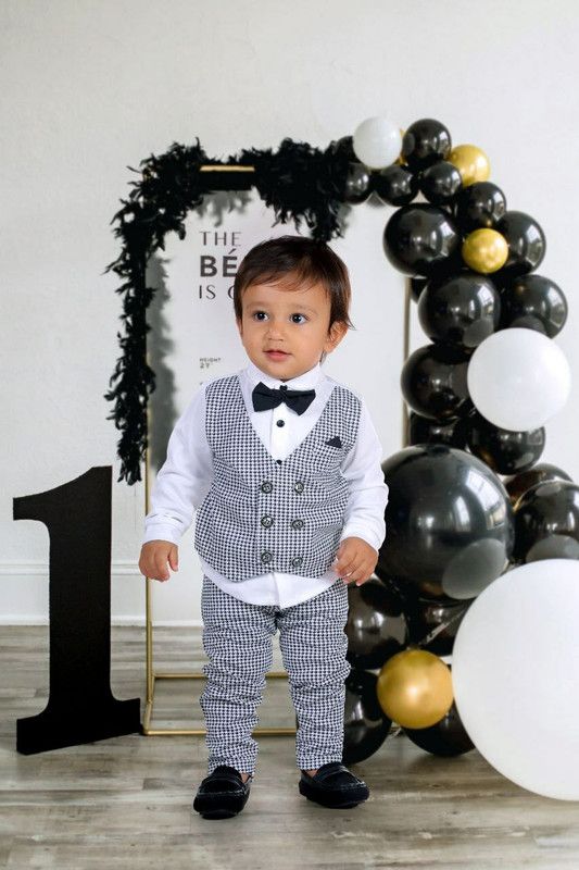 Baby Boys Party(Festive) Blazer Trouser  (Grey)