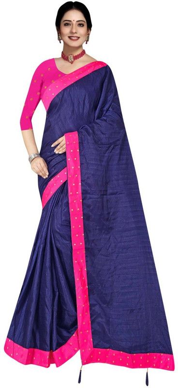 Self Design Assam Silk Art Silk Saree  (Pink, Dark Blue)