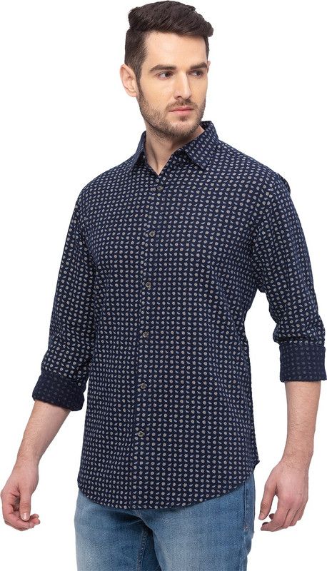 Men Tailored Fit Floral Print Spread Collar Casual Shirt