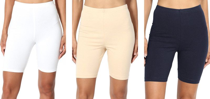 Pack of 3 Solid Women White, Blue, Beige Running Shorts