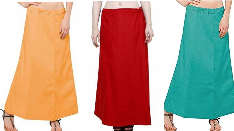 Gugaliya GOLDEN YELLOW RAMA RED Pure Cotton Petticoat  (Medium)