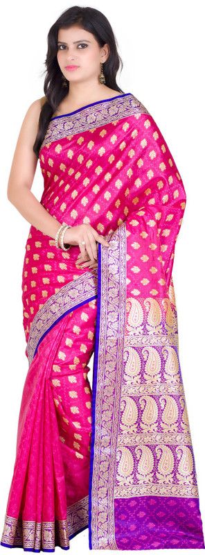 Graphic Print Banarasi Silk Blend Saree  (Pink)