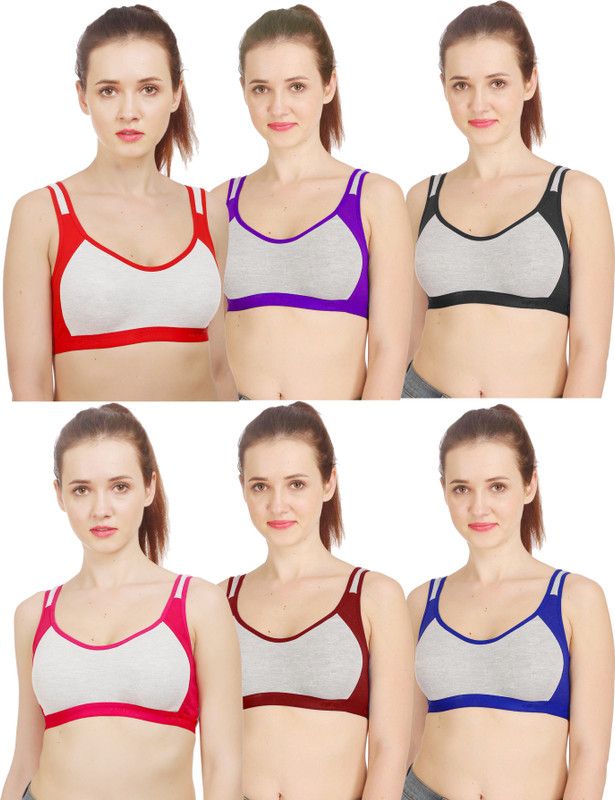 PIBU Bra Women Full Coverage Non Padded Bra  (Black, Blue, Maroon, Purple, Red, Pink)