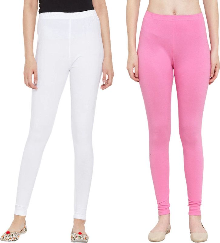 Ankle Length Western Wear Legging  (White, Pink, Solid)