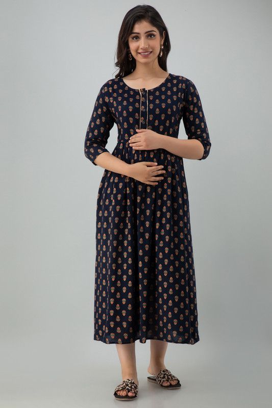 Women Floral Print Viscose Rayon A-line Kurta  (Light Blue)