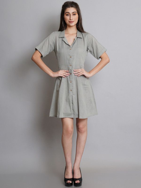 Women A-line Beige Dress