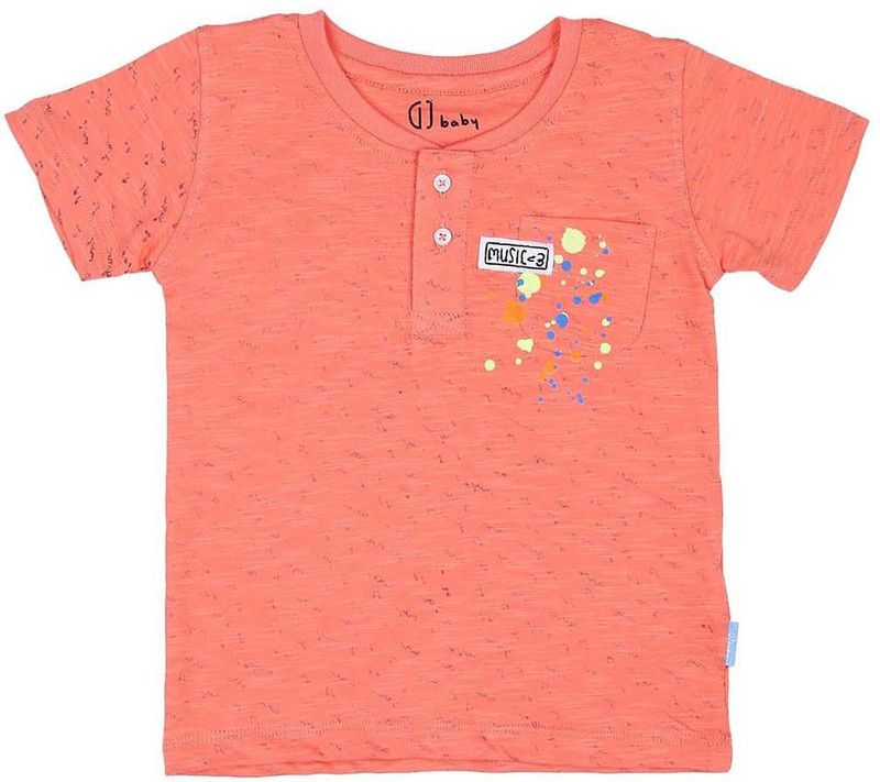Baby Boys Printed Cotton Blend T Shirt  (Pink, Pack of 1)
