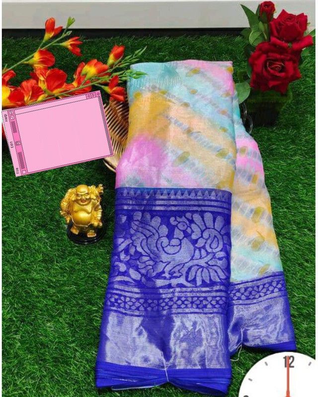 Color Block Fashion Brasso Saree  (Multicolor)