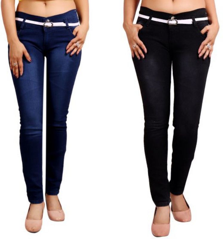 Girls Slim Mid Rise Multicolor Jeans