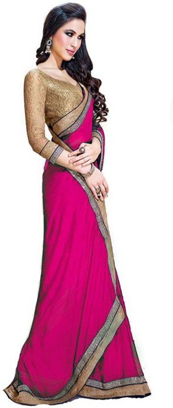 Self Design Bollywood Handloom Chiffon Saree  (Pink)