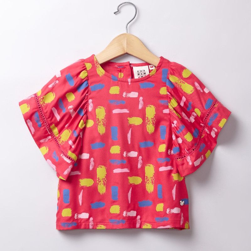Girls Casual Pure Cotton Top  (Red, Pack of 1)