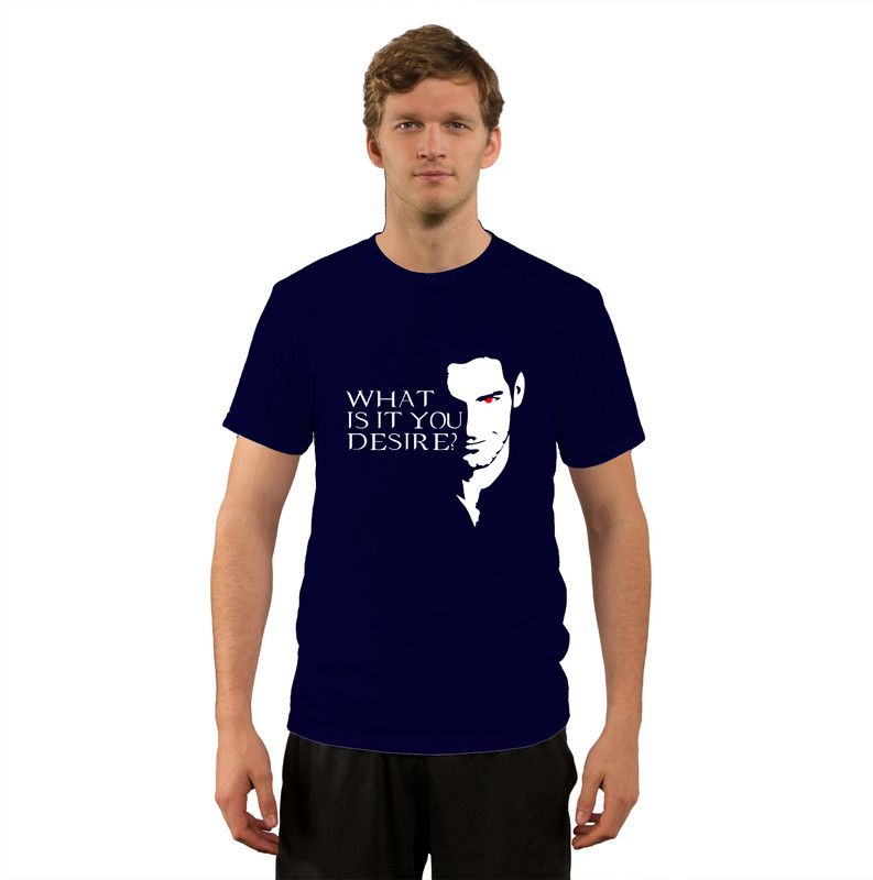 Lucifer Morningstar Graphic Print Cotton T-Shirts Couple Printed Round Neck Pure Cotton Dark Blue T-Shirt