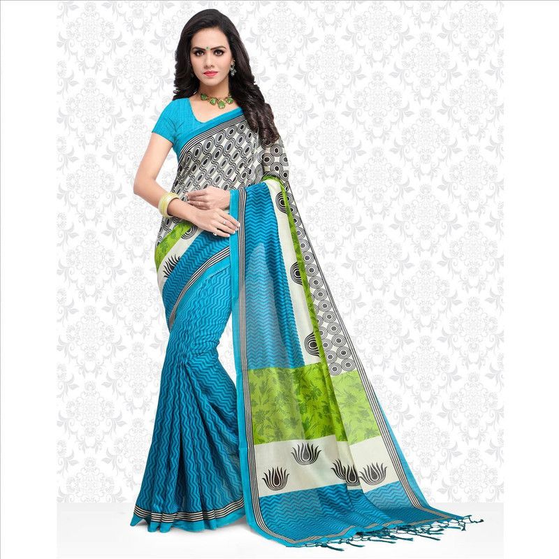 Floral Print Kalamkari Art Silk Saree  (Multicolor)