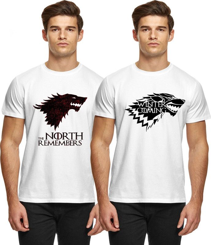 Pack of 2 Broyz game of throne Men Round Neck White Combo T-Shirt Men Printed Round Neck Polyester White T-Shirt