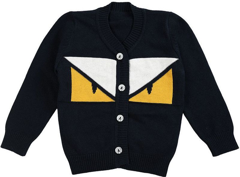 Boys & Girls Solid V Neck Black Sweater