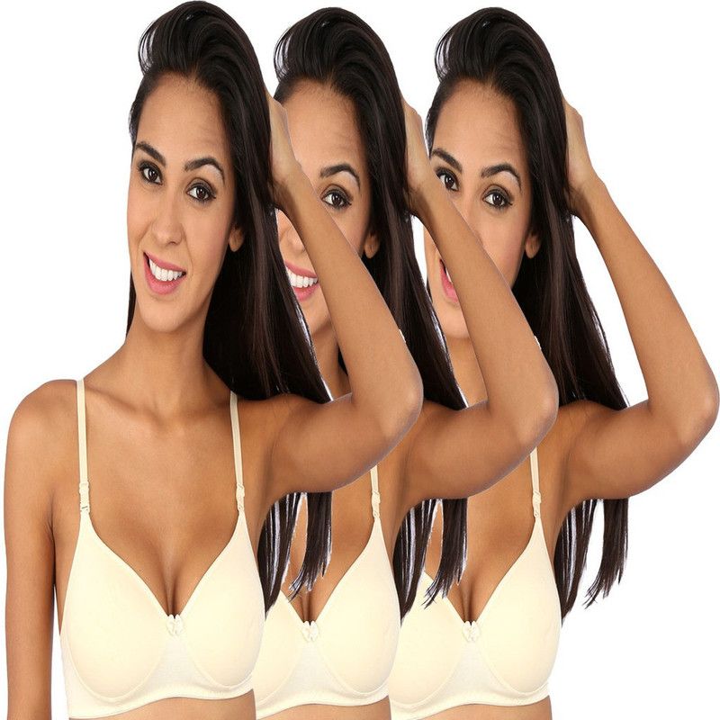 Pack of 3 Women Full Coverage Lightly Padded Bra  (Beige)