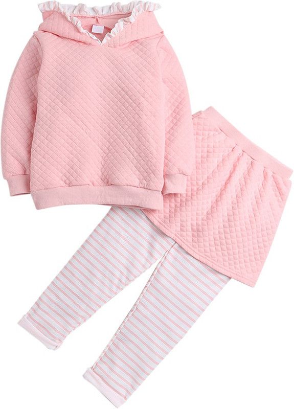 Girls Casual Sweatshirt Legging  (Pink)