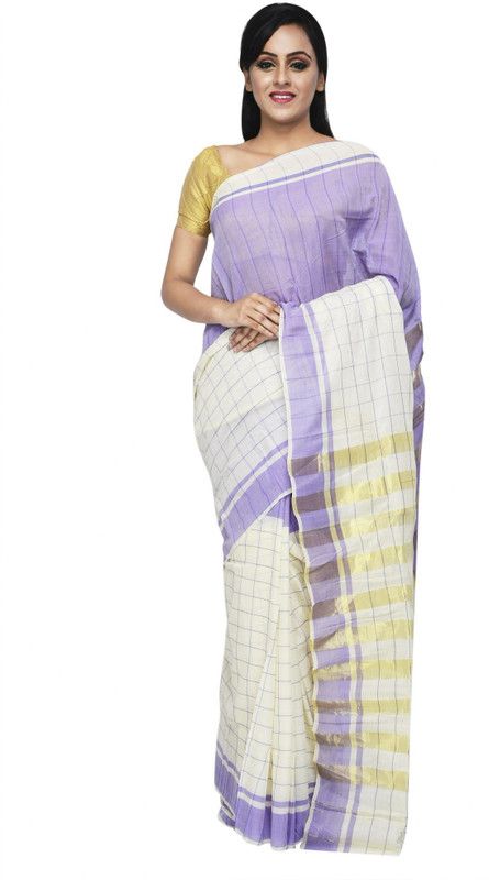 Woven Tant Handloom Cotton Blend Saree  (Multicolor)