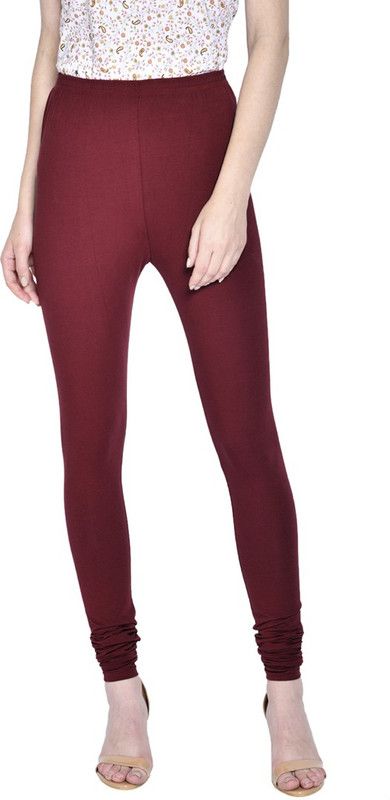 Soultrenz Churidar Length Western Wear Legging  (Maroon, Solid)